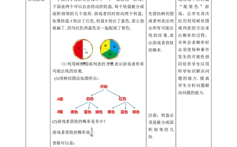 核心素养目标3.1.3用树状图或表格求概率教学设计_北师大初中数学_9上-北师大版初中数学_01课件+教案核心素养目标_教案