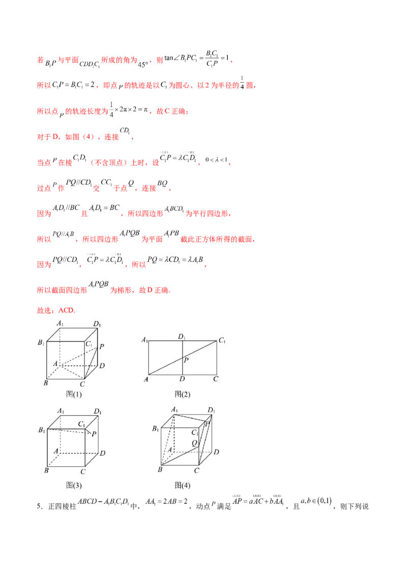 专题突破卷16立体几何中的轨迹问题（解析版）_02高考数学_2025年新高考资料_一轮复习_2025年高考数学一轮复习考点通关卷（新高考通用）