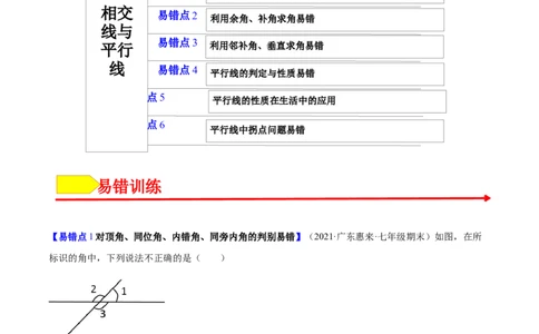 易错突围第二章相交线与平行线（解析版）-七年级数学下册期中期末综合复习专题提优训练（北师大版）_北师大初中数学_7下-北师大版初中数学_7下-初中数学北师大版（旧版）赠送