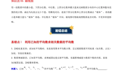 第6章数据的分析（知识清单）（学生版）_北师大初中数学_8上-北师大版初中数学_初中数学北师大8上-2025秋季新版_第二套推荐25_09知识清单