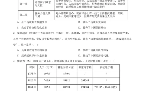 中国近代史阶段检测卷02（原卷版）_07高考历史_2025年新高考资料_一轮复习_2025年高考历史一轮复习考点通关卷（新高考通用）