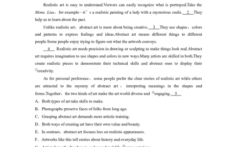 作业22　文学与艺术类说明文淘宝店：红太阳资料库_03高考英语_2025年新高考资料_二轮复习_2025年高考英语大二轮_教师用书Word版文档_专题强化练_七选五阅读
