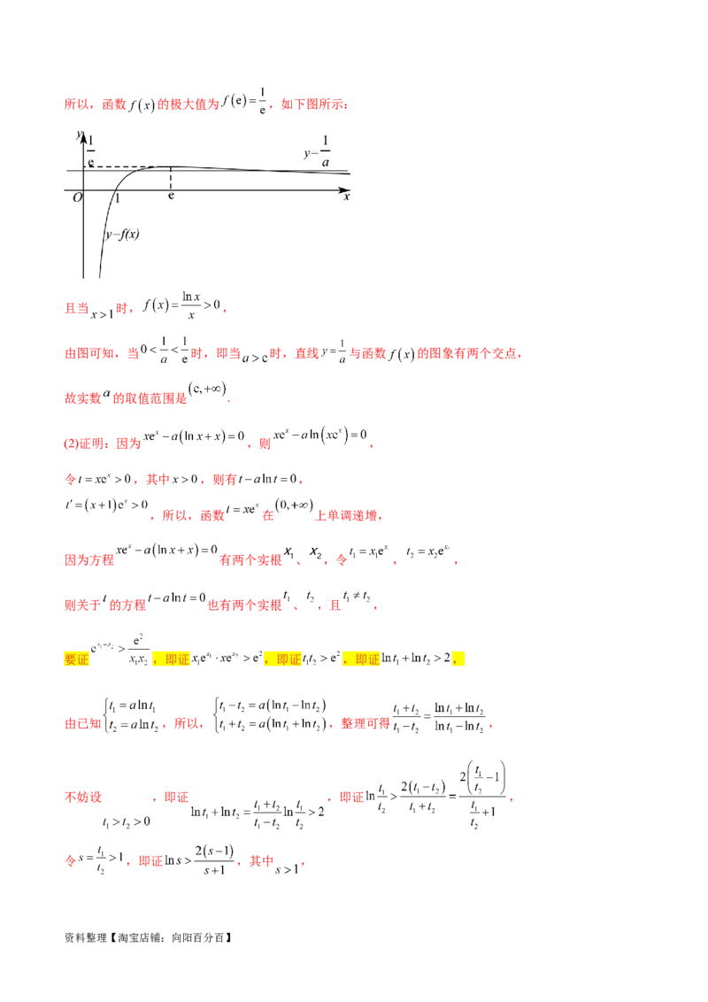 专题9指数型函数取对数问题（解析版）_02高考数学_新高考复习资料_2024年新高考资料_专项复习资料_学霸养成2024高考数学压轴大题必杀技系列&middot;导数
