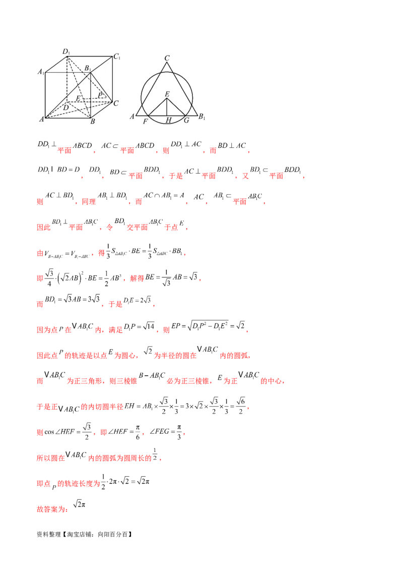 专题突破卷21立体几何的轨迹问题（解析版）_02高考数学_新高考复习资料_2024年新高考资料_一轮复习资料_完2024年高考数学一轮复习考点通关卷（新高考）_专题突破卷