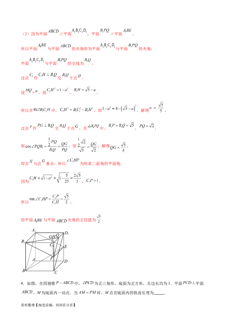 专题突破卷21立体几何的轨迹问题（解析版）_02高考数学_新高考复习资料_2024年新高考资料_一轮复习资料_完2024年高考数学一轮复习考点通关卷（新高考）_专题突破卷