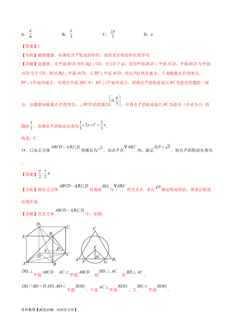 专题突破卷21立体几何的轨迹问题（解析版）_02高考数学_新高考复习资料_2024年新高考资料_一轮复习资料_完2024年高考数学一轮复习考点通关卷（新高考）_专题突破卷