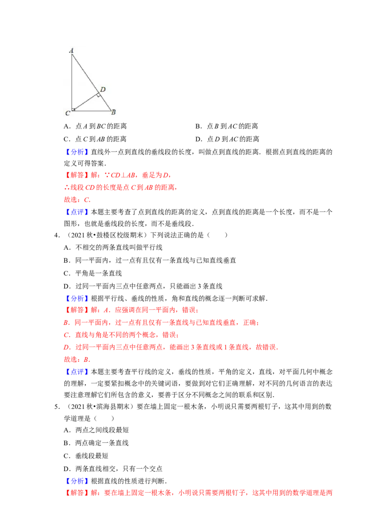 第2章相交线与平行线（基础30题专练）-2021-2022学年七年级数学下学期考试满分全攻略（北师大版）（解析版）_北师大初中数学_7下-北师大版初中数学_7下-初中数学北师大版（旧版）赠送