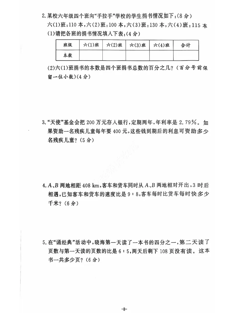 2024+秋上册六年级数学期末试卷（北师大）_小学1-6年级常用的上册资源汇总_六年级上册资料(1)
