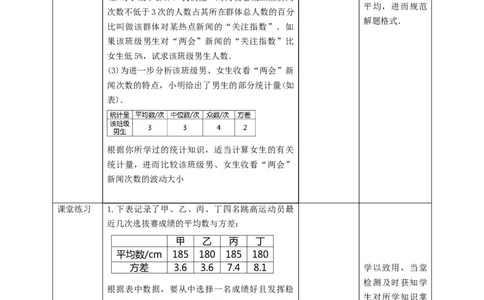核心素养目标6.4.2数据的离散程度教学设计_北师大初中数学_8上-北师大版初中数学_旧版_01课件+教案核心素养目标_教案