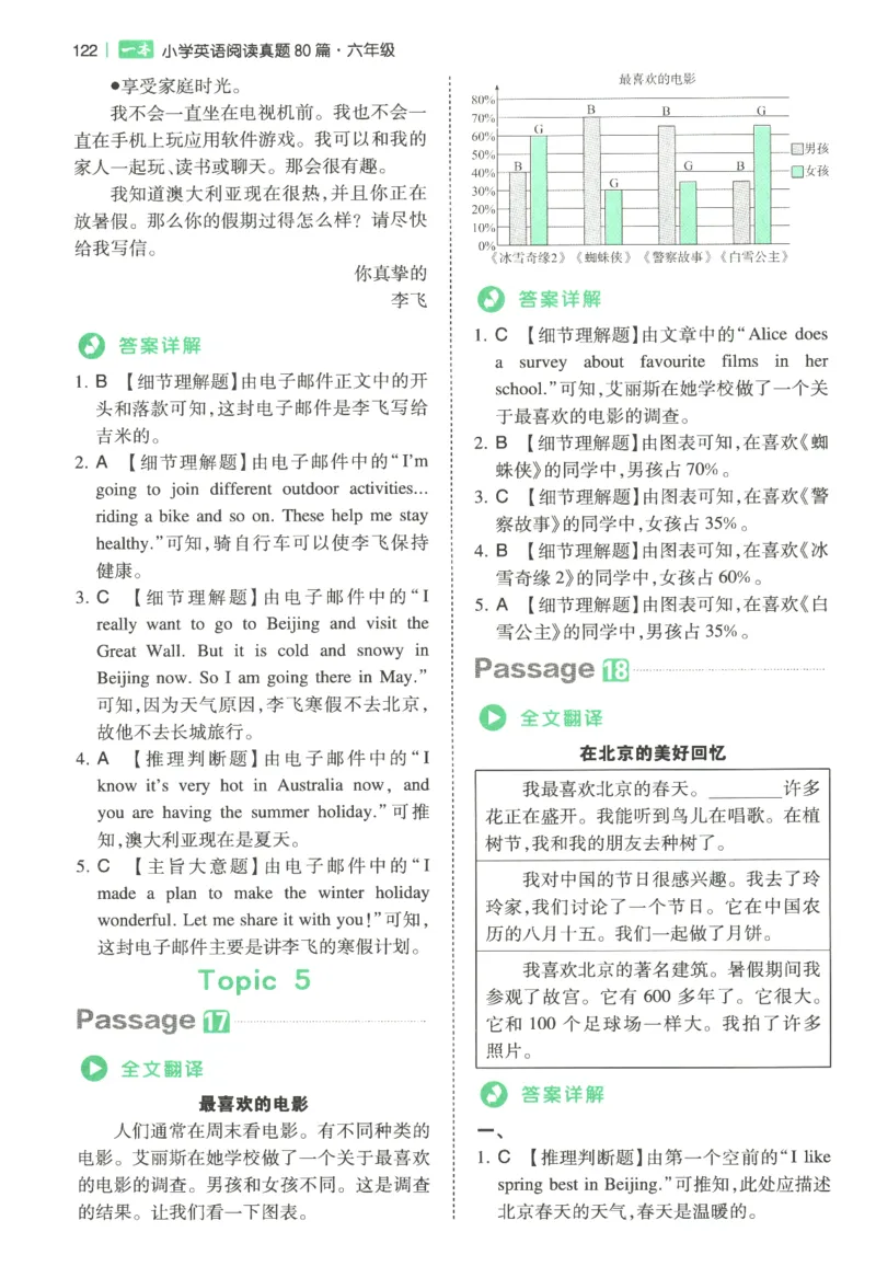 2026版第5次一本英语阅读真题80篇-6年级-参考答案_小学教辅2026新版+暑假衔接_2026版第5次一本英语阅读真题80篇3-6年级