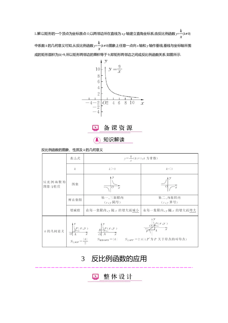 第6章反比例函数_北师大初中数学_9上-北师大版初中数学_03教案_全册教案（第2套）