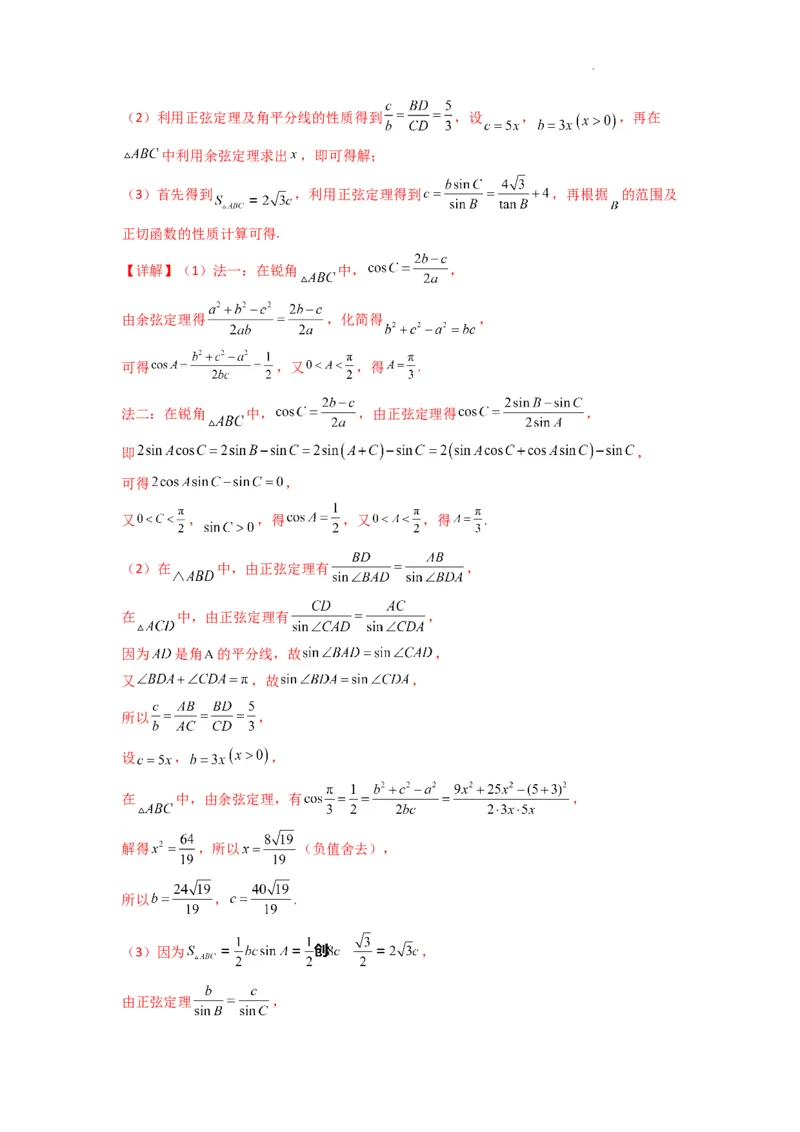 专题07解三角形（面积问题（含定值，最值，范围问题））(典型题型归类训练)(解析版）_2025年新高考资料_二轮复习_解题思路训练2025年高考数学复习解答题提优秘籍（新高考专用）
