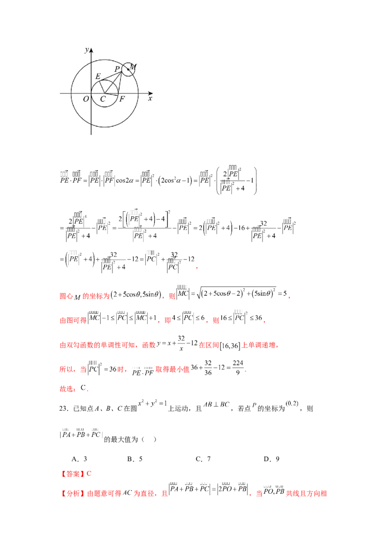 专题突破卷12平面向量中的最值（范围）问题（解析版）_02高考数学_2025年新高考资料_一轮复习_2025年高考数学一轮复习考点通关卷（新高考通用）