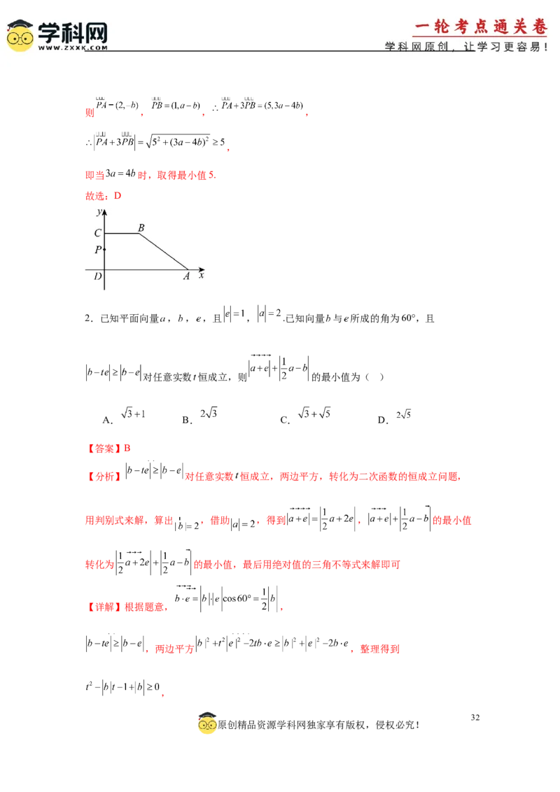 专题突破卷12平面向量中的最值（范围）问题（解析版）_02高考数学_2025年新高考资料_一轮复习_2025年高考数学一轮复习考点通关卷（新高考通用）