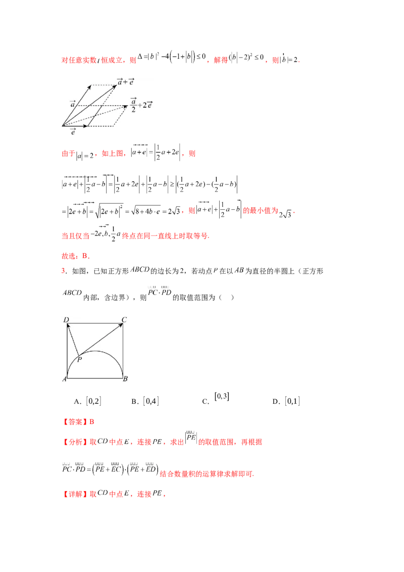 专题突破卷12平面向量中的最值（范围）问题（解析版）_02高考数学_2025年新高考资料_一轮复习_2025年高考数学一轮复习考点通关卷（新高考通用）