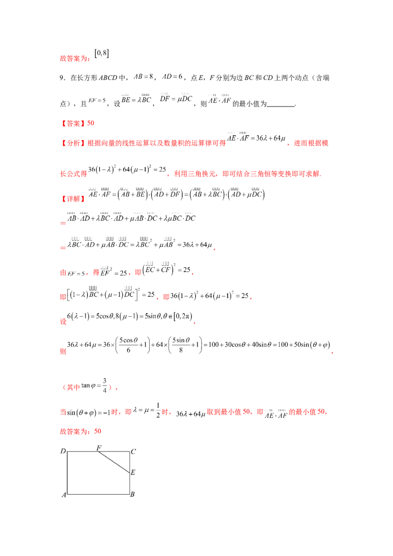 专题突破卷12平面向量中的最值（范围）问题（解析版）_02高考数学_2025年新高考资料_一轮复习_2025年高考数学一轮复习考点通关卷（新高考通用）