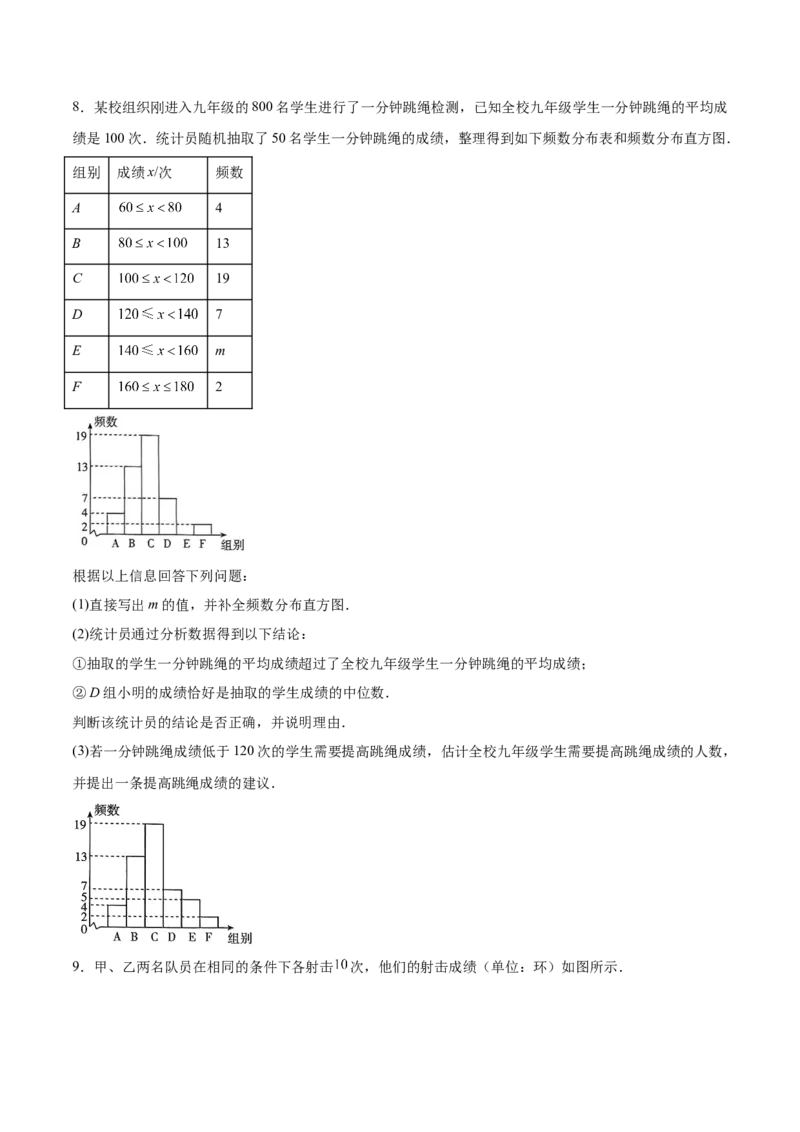 培优02数据分析的实际应用类型题（6大题型）（专项训练）（北师大2024）（原卷版）_北师大初中数学_8上-北师大版初中数学_初中数学北师大8上-2025秋季新版_第二套推荐25_07习题试卷