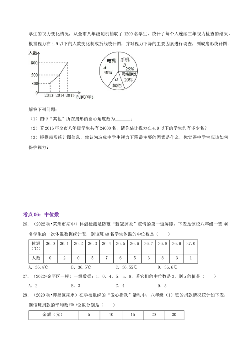 第6章《数据的分析》（原卷版）_北师大初中数学_8上-北师大版初中数学_旧版_06专项讲练_培优方案2022-2023学年八年级数学上册章节重点复习考点讲义（北师大版）