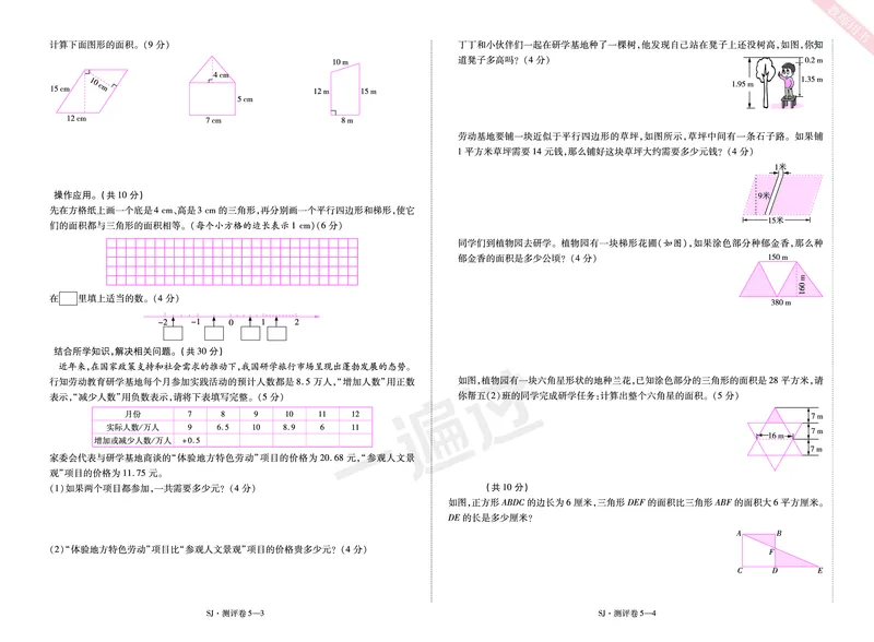 2025秋一遍过数学SJ5上单元测评卷_25秋小学语数英1-6年级上册《一遍过》合集_25秋苏教版数学《一遍过》1-6年级上_五年级