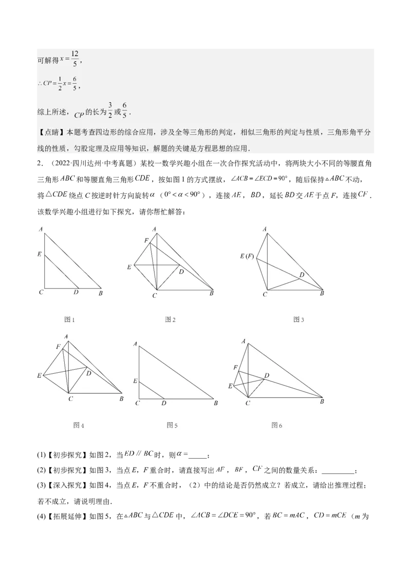 第30课相似三角形（动态几何，坐标问题）（解析版）_北师大初中数学_9上-北师大版初中数学_05习题试卷_1课时练习_同步练习（第2套）