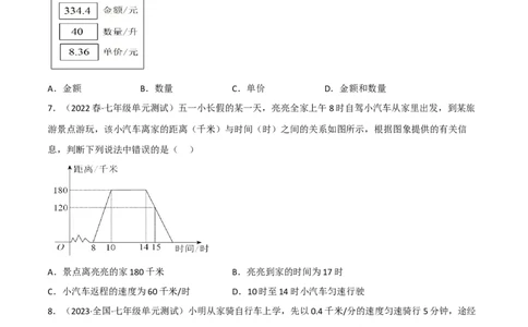 单元测试第三章变量之间的关系（B卷&middot;能力提升练）（原卷版）_new_北师大初中数学_7下-北师大版初中数学_7下-初中数学北师大版（旧版）赠送_05习题试卷_2单元试卷
