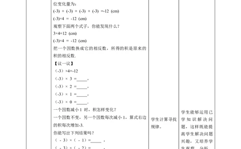 核心素养目标2.7有理数的乘法教学设计_北师大初中数学_7上-北师大版初中数学_7上-初中数学北师大（旧版）赠送_01课件+教案核心素养目标_教案