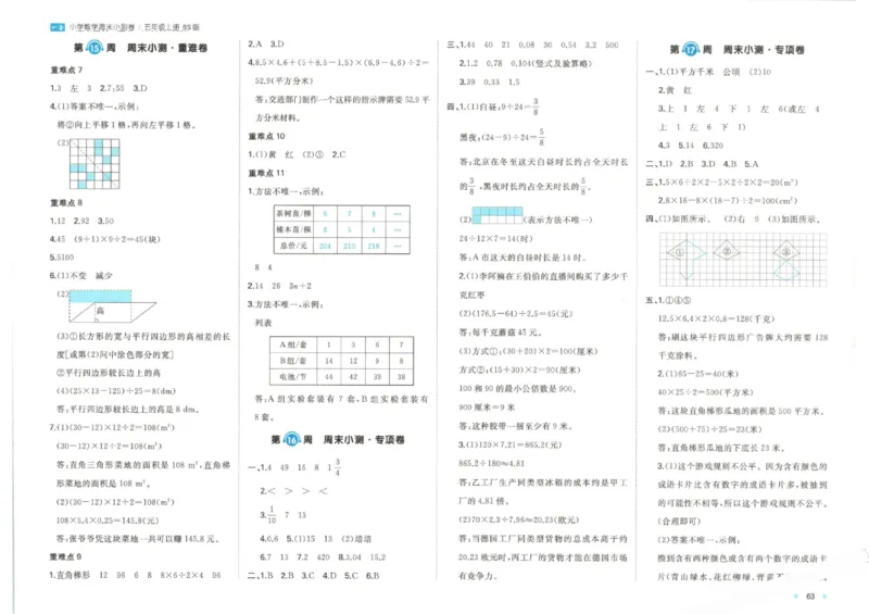 2025秋一本周末小测卷数学5上BS_小学语数英上册《一本周末小测卷》_25秋1-6年级上册小学数学北师大版一本周末小卷(1)
