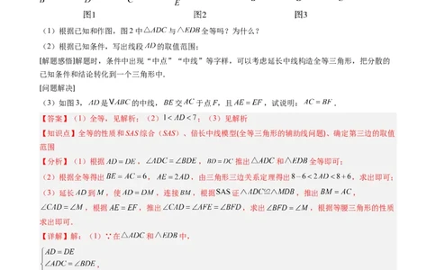 第4章第08讲解题技巧专题：全等三角形模型之倍长中线与截长补短模型（2类热点题型讲练）（解析版）_北师大初中数学_7下-北师大版初中数学_4.专项讲练