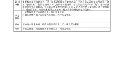 核心素养目标5.3应用二元一次方程教学设计_北师大初中数学_8上-北师大版初中数学_旧版_01课件+教案核心素养目标_教案