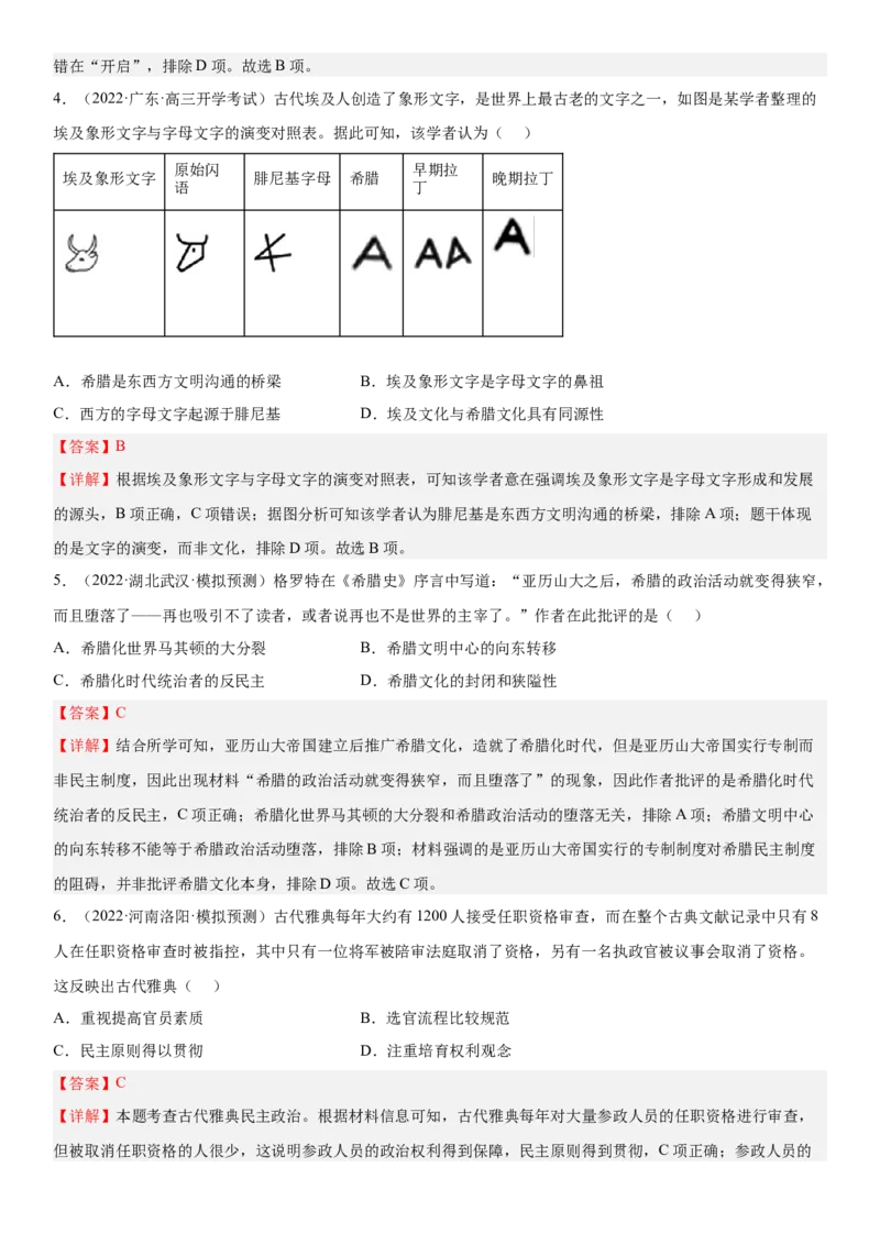 世界古代史单元检测（练）（解析版）_07高考历史_新高考复习资料_2023年新高考复习资料_2023年高考历史一轮复习讲练测（新高考专用）_世界史