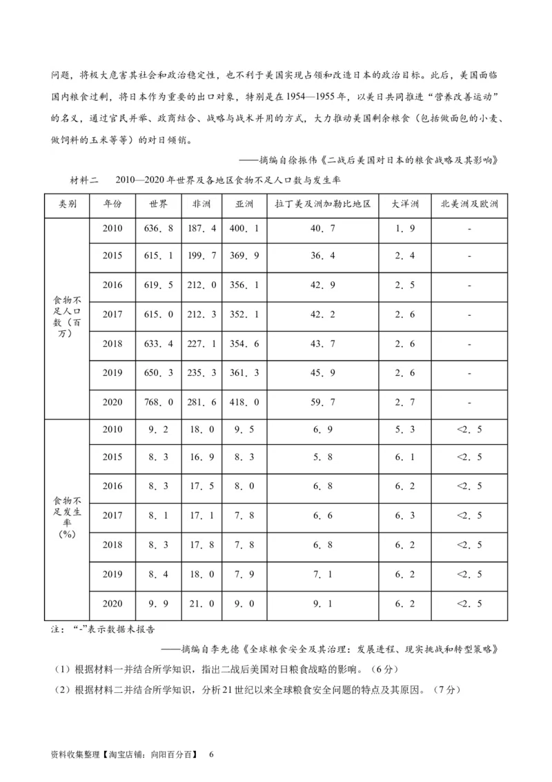 专题突破卷26食物生产与社会生活（原卷版）_07高考历史_新高考复习资料_2024年新高考复习资料_一轮复习资料_完2024年高考历史一轮复习考点通关卷（新高考通用）_专题突破卷