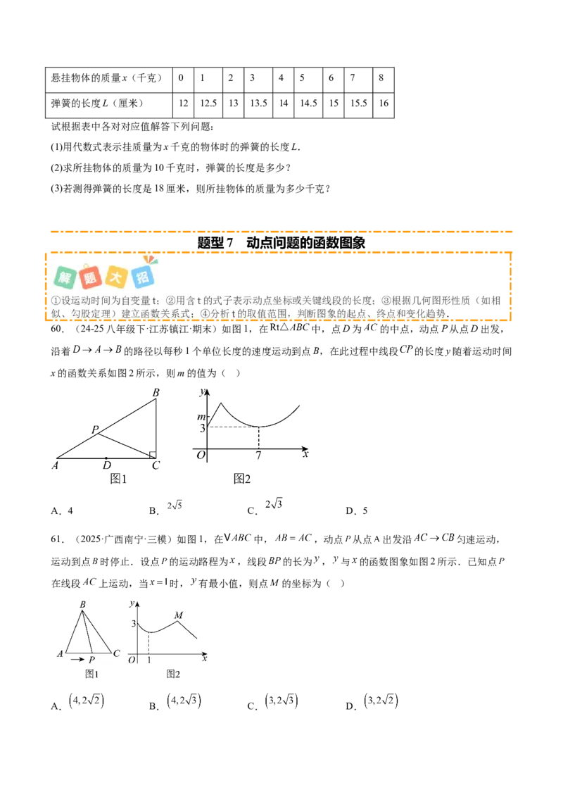 培优01函数概念有关类型题（7大题型）（北师大2024）（原卷版）_北师大初中数学_8上-北师大版初中数学_初中数学北师大8上-2025秋季新版_第二套推荐25_07习题试卷_专项训练_第2套