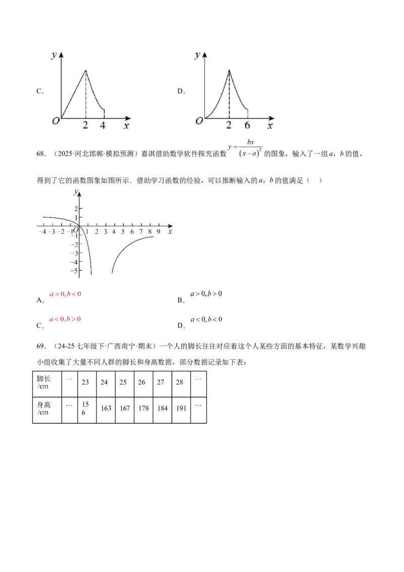 培优01函数概念有关类型题（7大题型）（北师大2024）（原卷版）_北师大初中数学_8上-北师大版初中数学_初中数学北师大8上-2025秋季新版_第二套推荐25_07习题试卷_专项训练_第2套