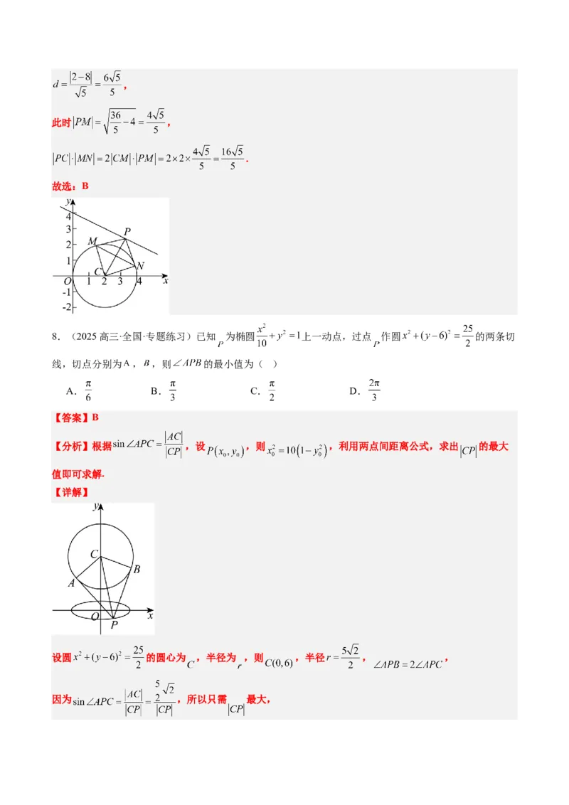 专题12直线与圆中的最值和范围问题（5大题型）-2025年高考数学二轮热点题型归纳与变式演练（新高考通用）（解析版）_2025年新高考资料_二轮复习_一、题型突破_热点题型&bull;选填题攻略
