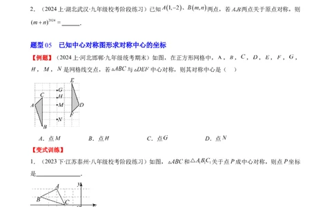 第三章第03讲中心对称与简单的图案设计(8类热点题型讲练)（原卷版）_北师大初中数学_8下-北师大版初中数学_旧版-可参考_05习题试卷