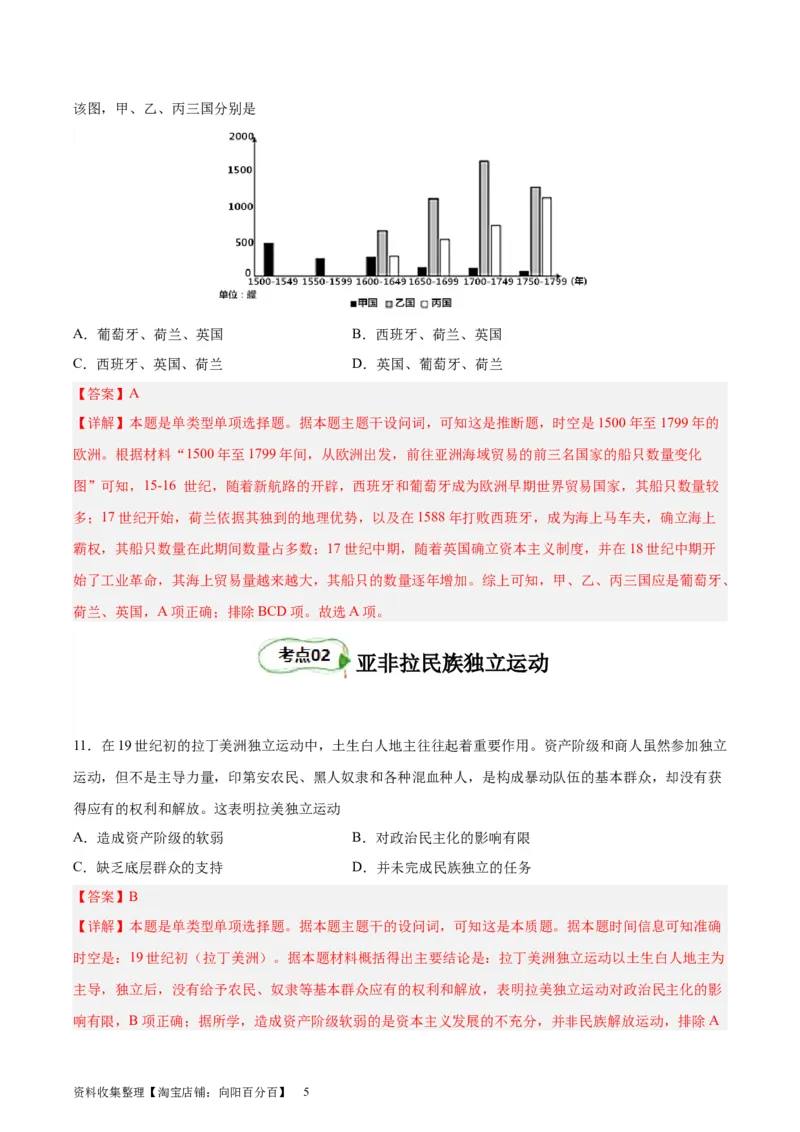 专题考点巩固卷16世界殖民体系与亚非拉民族独立运动（解析版）_07高考历史_新高考复习资料_2024年新高考复习资料_一轮复习资料_考点巩固卷