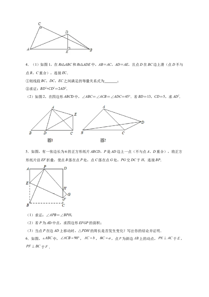 第一次月考难点特训（一）与勾股定理有关的压轴题（原卷版）_北师大初中数学_8上-北师大版初中数学_旧版_06专项讲练