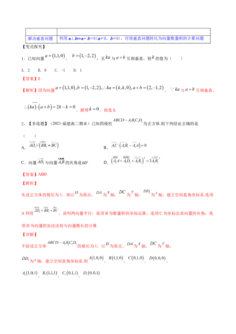 专题8.6空间向量及其运算和空间位置关系2022年高考数学一轮复习讲练测（新教材新高考）（讲）解析版_02高考数学_新高考复习资料_2022年新高考资料