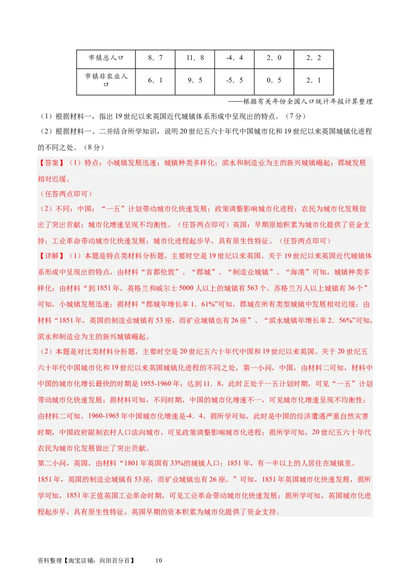 专题突破卷29村落、城镇与居住环境（解析版）_07高考历史_新高考复习资料_2024年新高考复习资料_一轮复习资料_完2024年高考历史一轮复习考点通关卷（新高考通用）_专题突破卷