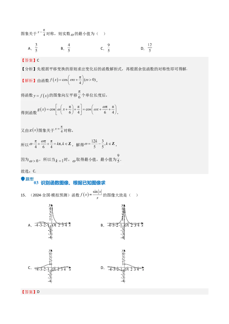 专题12三角函数的图像与性质（七大题型+模拟精练）（解析版）_2025年新高考资料_一轮复习_2025年高考数学一轮复习《重难点题型与知识梳理&bull;高分突破》（新高考专用）