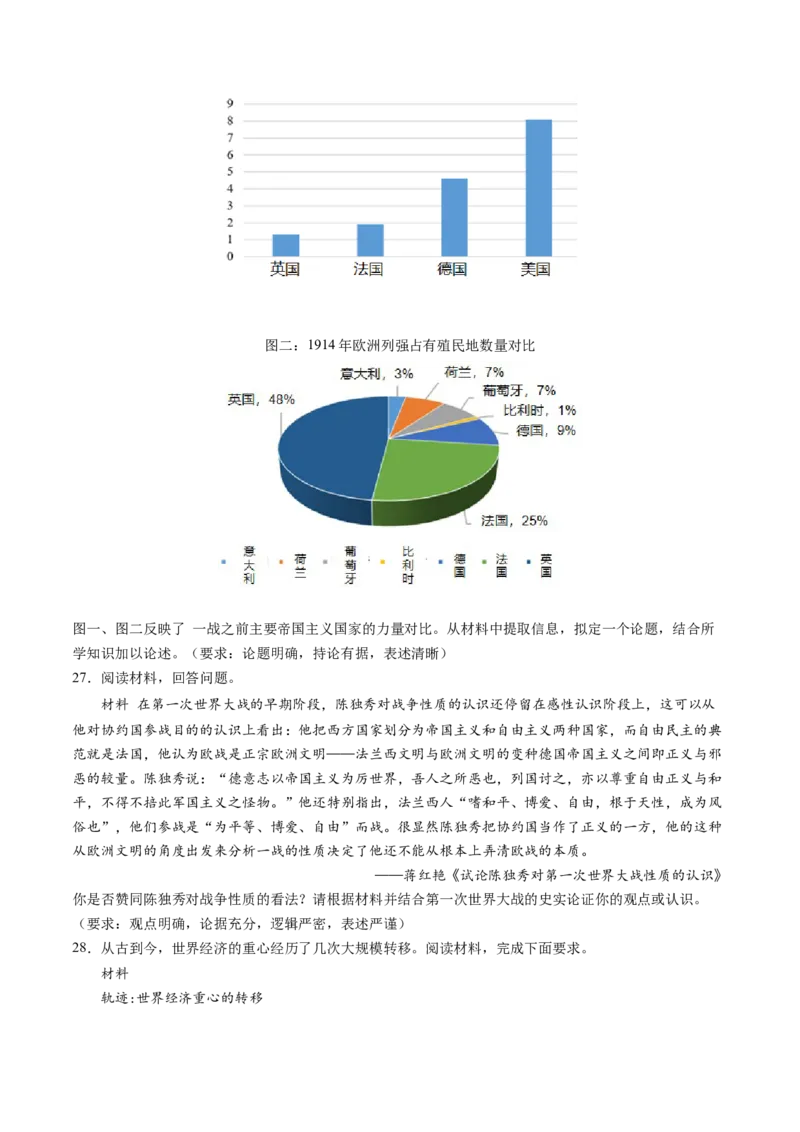 主题11两次世界大战、十月革命与国际秩序的演变（主观题专练50题）（原卷版）_07高考历史_新高考复习资料_2024年新高考复习资料_一轮复习资料_世界史板块
