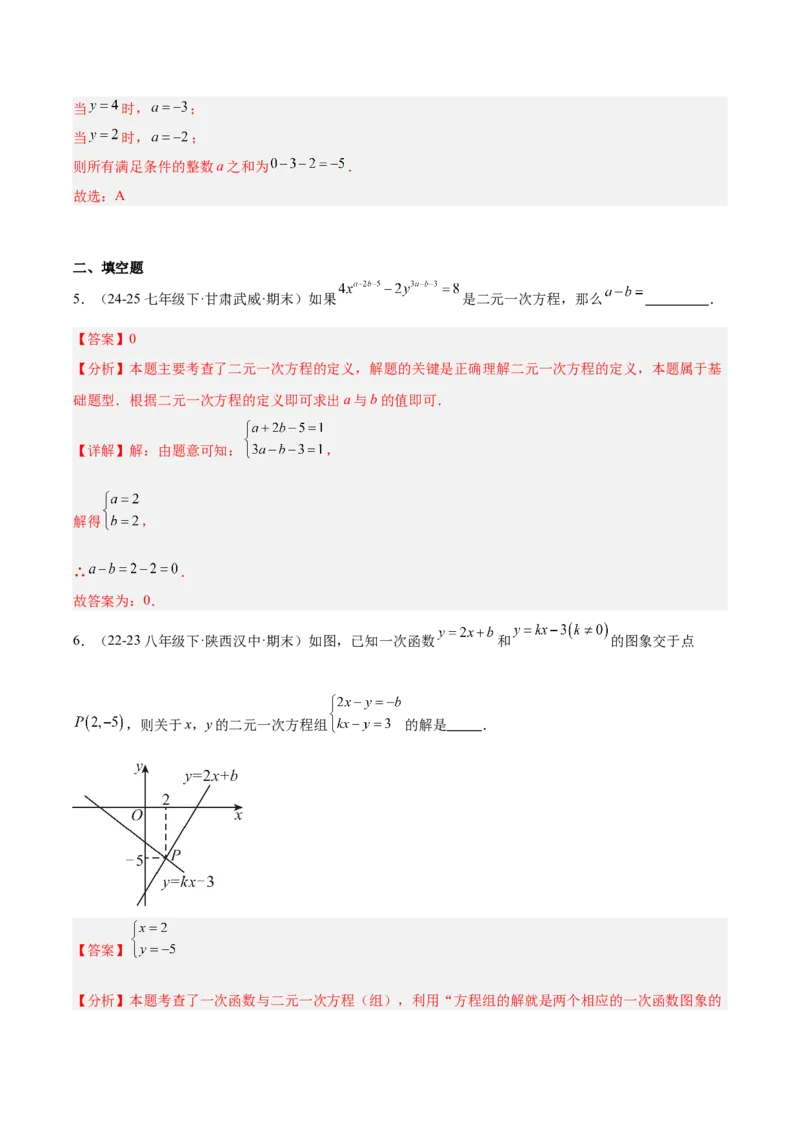 第5章二元一次方程组（知识清单）（教师版）_北师大初中数学_8上-北师大版初中数学_初中数学北师大8上-2025秋季新版_第二套推荐25_09知识清单