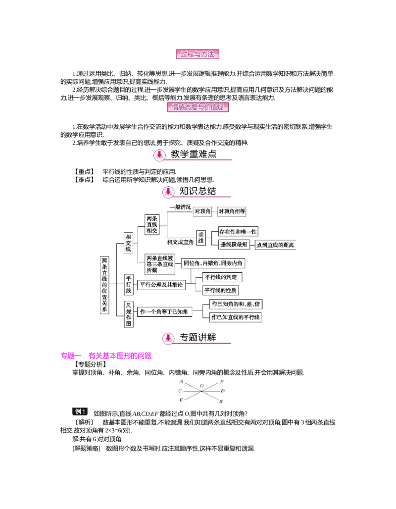 第二章　相交线与平行线_北师大初中数学_7下-北师大版初中数学_7下-初中数学北师大版（旧版）赠送_03教案_全册教案（第2套）