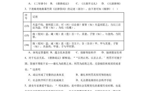 中国古代的法治与教化-2023-2024学年高三历史二轮（专题训练）原卷版_07高考历史_2024年新高考资料_2.2024二轮复习_2024届高三历史统编版二轮复习专项训练