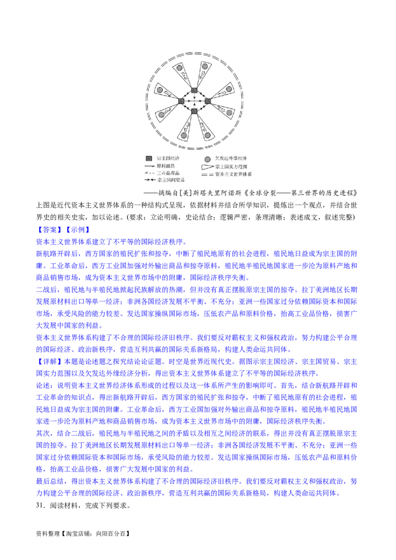 主题10工业革命时期世界的发展变化（主观题专练50题）（解析版）_07高考历史_新高考复习资料_2024年新高考复习资料_一轮复习资料_世界史板块_主题10工业革命时期世界的发展变化