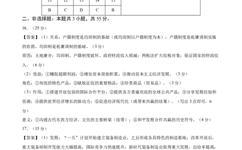 信息必刷卷01（天津专用）（参考答案）_07高考历史_2025年新高考资料_2025考前信息卷_2025年高考历史考前信息必刷卷（天津专用）3443676
