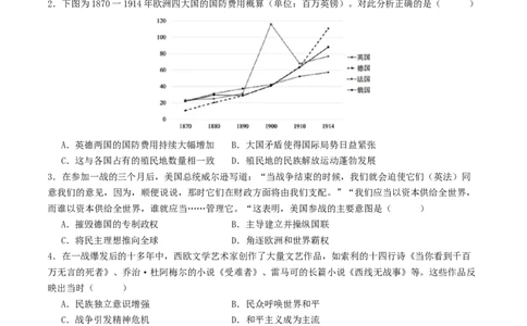 主题11两次世界大战、十月革命与国际秩序的演变（选择题专练50题）（原卷版）_07高考历史_新高考复习资料_2024年新高考复习资料_一轮复习资料_世界史板块