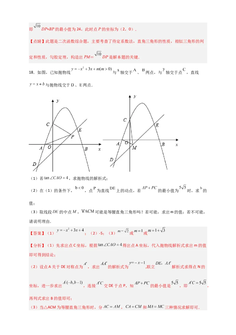 期末难点特训（三）和二次函数综合有关的压轴题（解析版）_北师大初中数学_9下-北师大版初中数学_06专项讲练