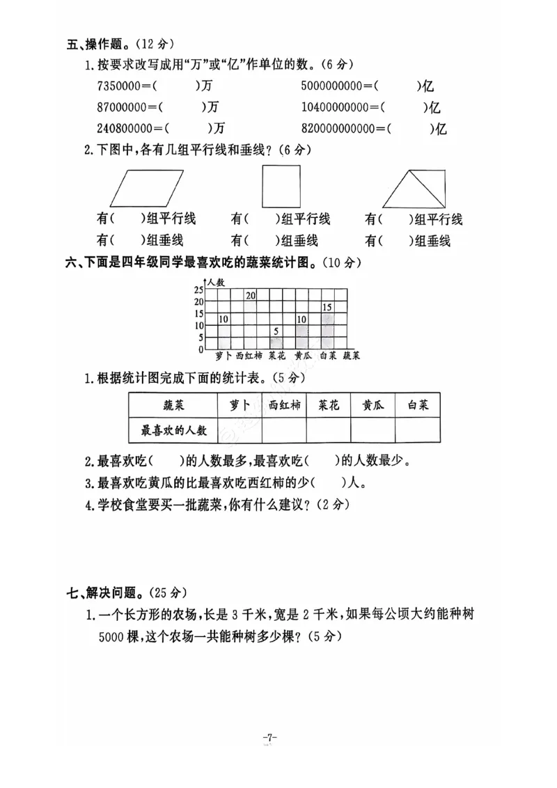 2024+秋上册四年级数学期末试卷（人教版）_小学1-6年级常用的上册资源汇总_四年级上册资料(1)