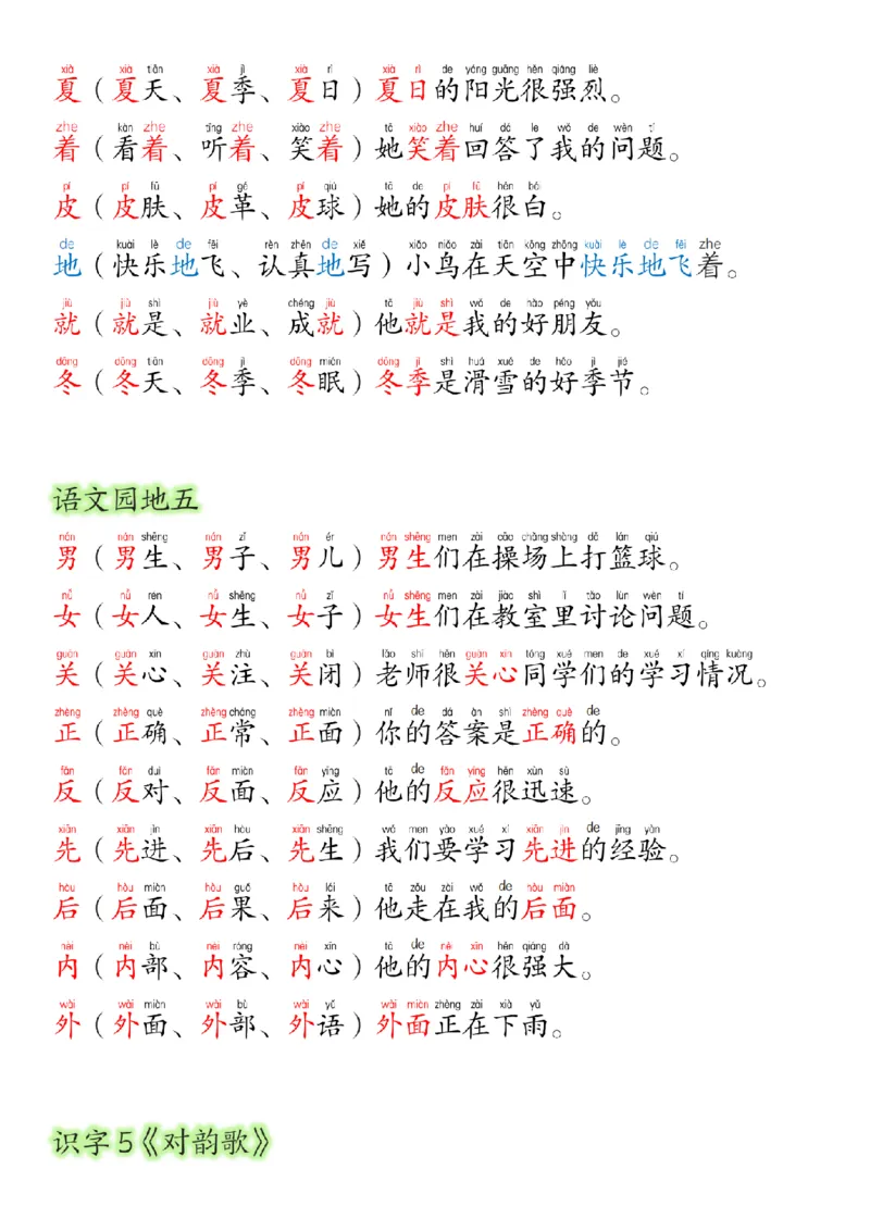 24新版一年级语文上册生字组词造句_小学1-6年级常用的上册资源汇总_一年级上册资料